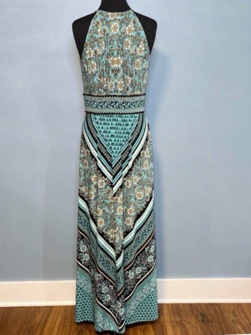 Turquoise Halter Maxi Dress - Picture 14 of 15